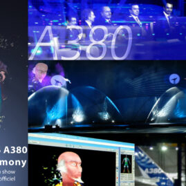 Le sage d'AIRBUS A380 Cerémonie internationale de l'ancement de l'A380 à EADS 2005. Présentateur virtuel temps réel: marc joseph SIGAUD